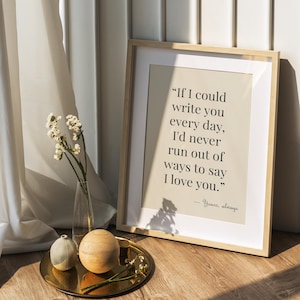 Poème d&#39;amour imprimable, citation si je pouvais vous écrire tous les jours, téléchargement pour anniversaire de mariage, cadeau de la Saint-Valentin