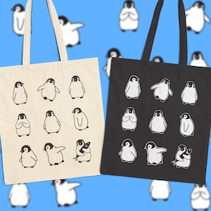 Penguin Tote Bag, Cute Animal Reusable Grocery Bag, Shopping Bag, Beach Bag, Eco-Friendly Canvas Tote, Penguin Lover Gift