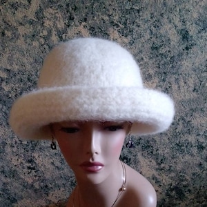 Winter White  Felted Wool Bowler Hat