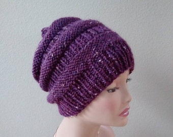 Plumberry /Purple Hand Knit Wool Slouch