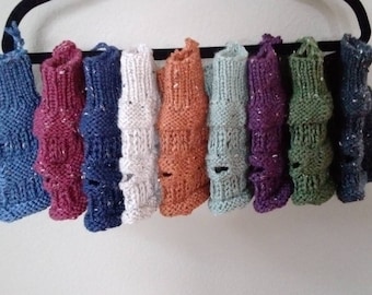 Handknit Wool Fingerless Mitts or Wrist Warmers offered in 9 different colors