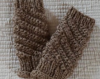 Light Brown Fingerless Mitts or Wrist Warmers