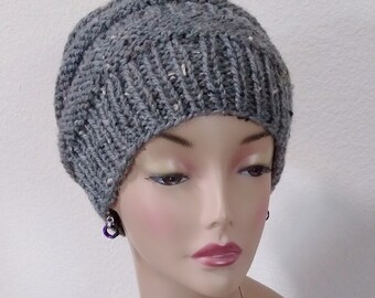 Medium Grey Handknit Wool Slouch