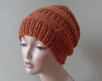 Burnt Orange Handknit Wool Slouch