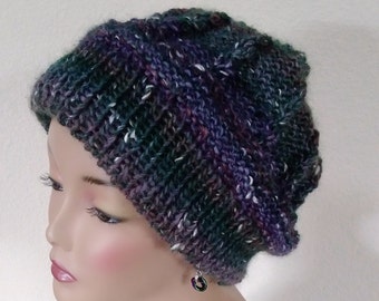 Green Wool/Silk Cable Cap/Beanie