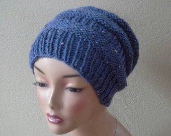 Colonial Blue Handknit Wool Slouch