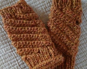Golden Heather Fingerless Mitts or Wrist Warmers