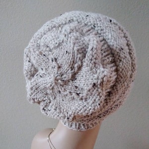Oatmeal Colored Handknit Wool Slouch image 5