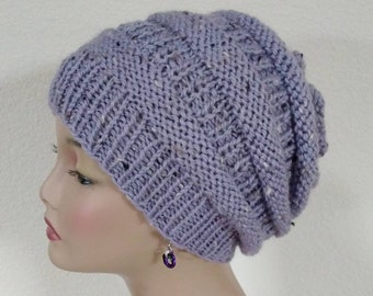 Lavender Handknit Wool Slouch