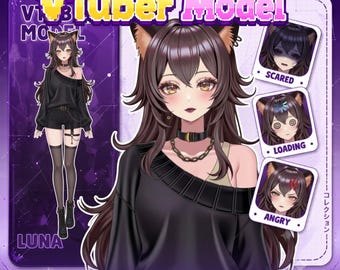 Anpassad VTuber-modellbeställning med riggtillgångar - Animekonst PNGTuber-design för manliga och kvinnliga streamers
