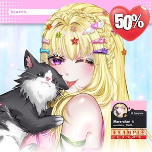 Foto de perfil de anime personalizada / Ilustración PFP linda para VTuber, Discord y streaming