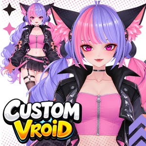 Custom VRoid VTuber Model, Fully Rigged 3D Avatar for Streaming