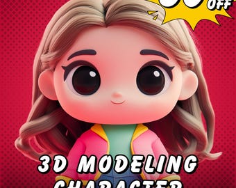 Custom 3D Chibi Character Model, Cartoon Art (Digital File)