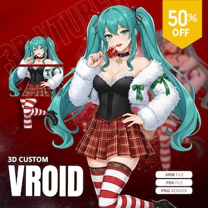Modelo de VTuber de Anime 3D personalizado, avatar VRoid, VRM, compatible con VRChat