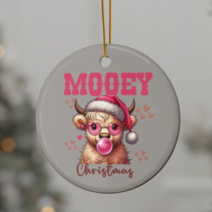Hooglandkoorornament, schattig koeornament, koeienliefhebber, cadeau boerderijdieren, kerstkoe Keramische ornamenten, 2-zijdige print, (1 st, 3 stks, 5 stks, 10 stks)