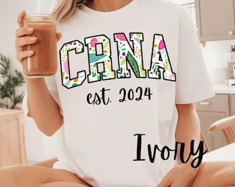 Floral CRNA Shirt, Nurse Graduation Gift, Comfort Colors