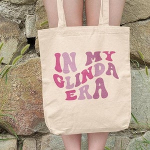 In my glinda era Canvas Tote Bag, wicked inspired bag, cute witch tote bag, glinda tote bag, wicked inspired witch bag, wicked bag, glinda