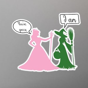 Wicked stickers, glinda and elphaba sitcker, wicked vinyl sticker, wicked water bottle sticker, wicked car sticker, glinda stickers, elphaba