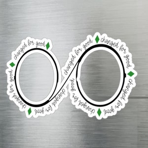 Elphaba-brilsticker, slechte stickers, voorgoed veranderd, goddeloos geïnspireerde sticker, hekssticker, elphaba kousenvuller, slechte cadeaus