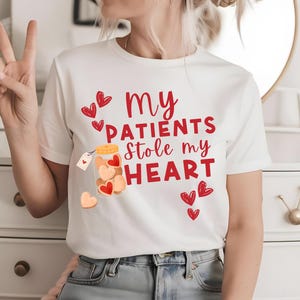 Nursing Valentine&#39;s Day Shirt, Cute Heart Unisex Tee for RN, LPN, CNA, Nurses Appreciation Gift, Nursing Heart  Tee, Healthcare Worker
