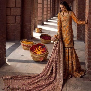 Handmade Embroidered Pakistani Maxi Dress: Wedding Collection