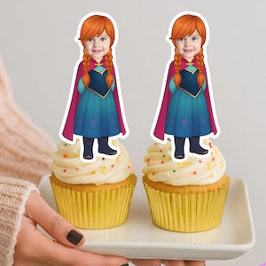 12 Nordic Princess Cupcake Topper – Frosty Wonderland Kids Birthday Decorations – Magical Winter Party