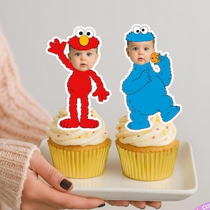 12 Kekse und bunte Freunde Cupcake Topper – Leuchtende Geburtstagsdekorationen – Lustiges Nachbarschaftsthema