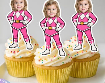 12 Pink Ranger Cupcake Toppers – Party Decorations – Magical Birthday Cupcake Picks