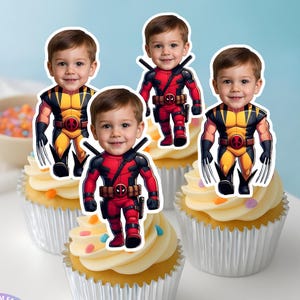 12 Masked Rebel and Fierce Hero Cupcake Toppers – Epic Comic Theme Kids Birthday Decorations – Superhero Party Supplies