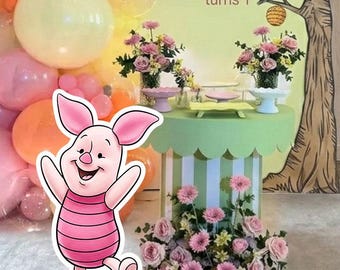 Little Pink Friend Cutout – Digital Download – Tiny Piglet Decor – Hundred Acre Woods Party Supplies