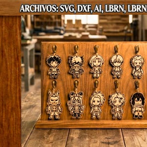 Paket med 10 Heroes Academia-figurer/Laserskuren, Vektor SVG, DXF, AI, LBRN, LBRN2, PDF/Fan Art/digital nedladdning/vektorgrafik