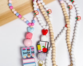 Beaded Teacher Lanyard: Breakaway Clasp, Personalized Name