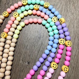 Colorful Beaded Teacher Lanyard Wooden Beads ID Badge Holder Teacher Appreciation Gift Breakaway Clasp Personalized Custom Name Rainbow