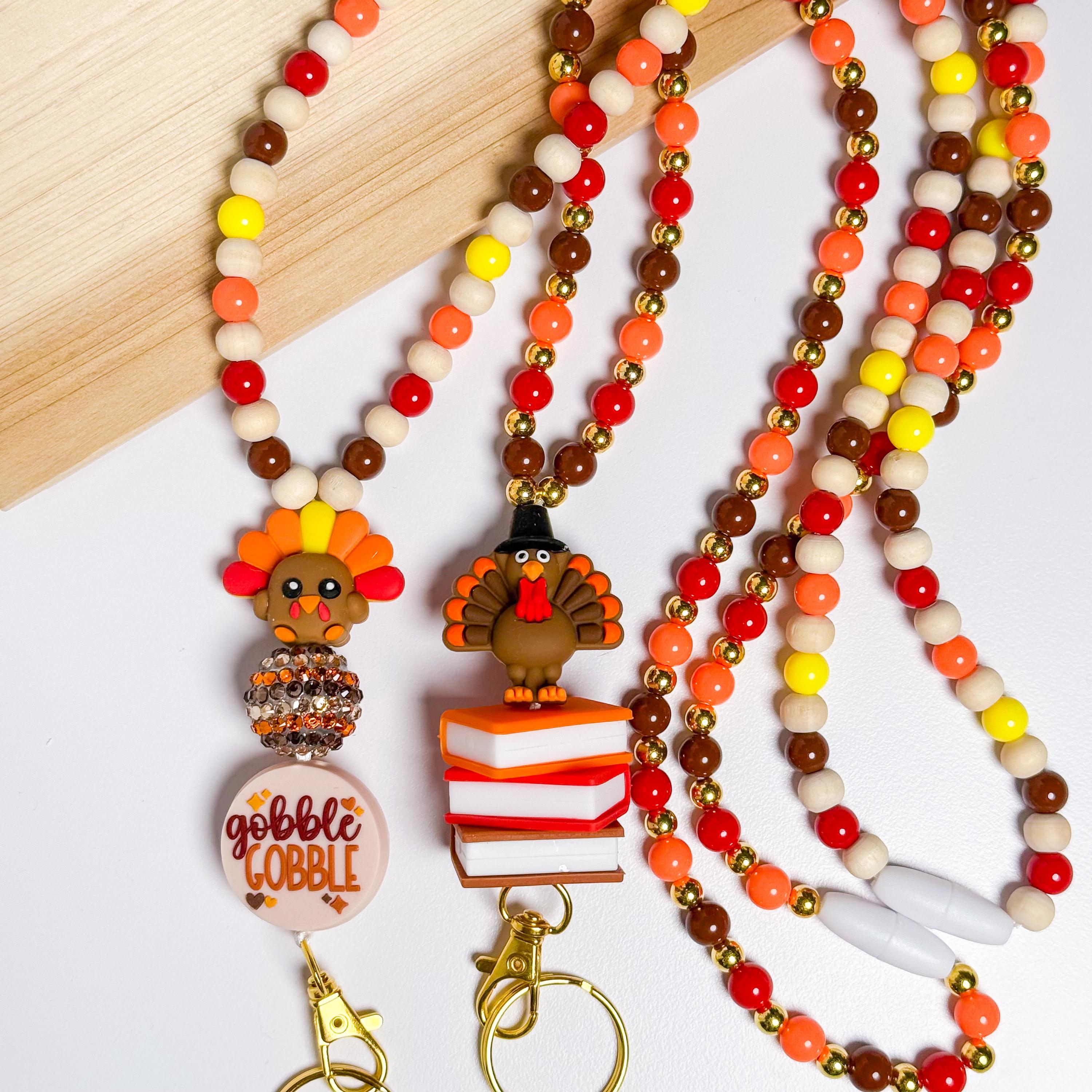 Thanksgiving Fall Teacher Beaded Lanyard Thanksgiving Lanyard Teacher Appreciation Gift For Fall Lanyard With Breakaway Clasp Back To School