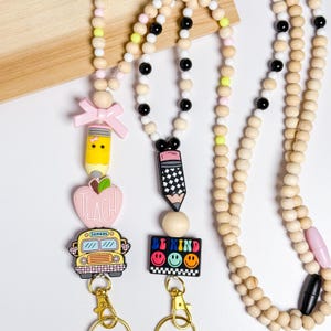 Teacher Beaded Lanyard Stylish Custom Name Personalized Teacher Appreciation Gift Back To School ID Badge Holder Keychain Breakaway SLP