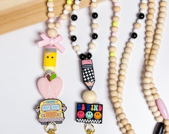 Teacher Beaded Lanyard Stylish Custom Name Personalized Teacher Appreciation Gift Back To School ID Badge Holder Keychain Breakaway SLP