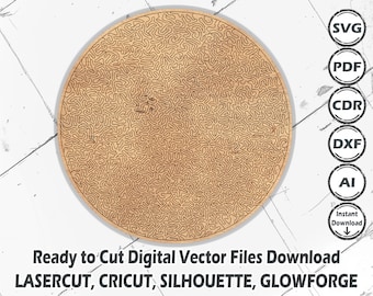 Puede incluir: Una descarga digital de un diseño circular con un patrón de laberinto. El diseño está listo para ser cortado con una cortadora láser, Cricut, Silhouette o Glowforge.