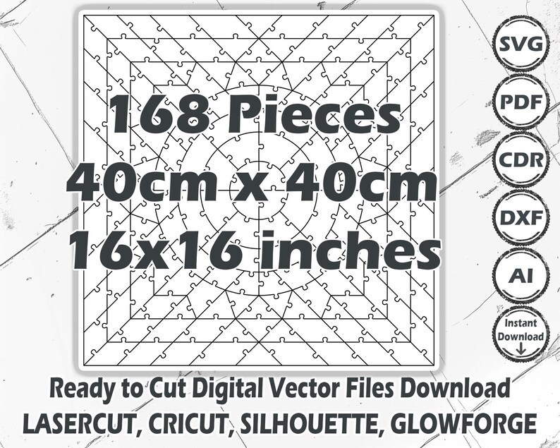 168 Piece Jigsaw Puzzle SVG: Laser Cut Template (digital Download) - Etsy