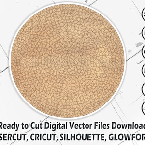 May include: A digital download of a round jigsaw puzzle design, ready to be cut with a laser cutter, Cricut, Silhouette, or Glowforge. The design is a circle with a wood grain texture and black lines forming the puzzle pieces.