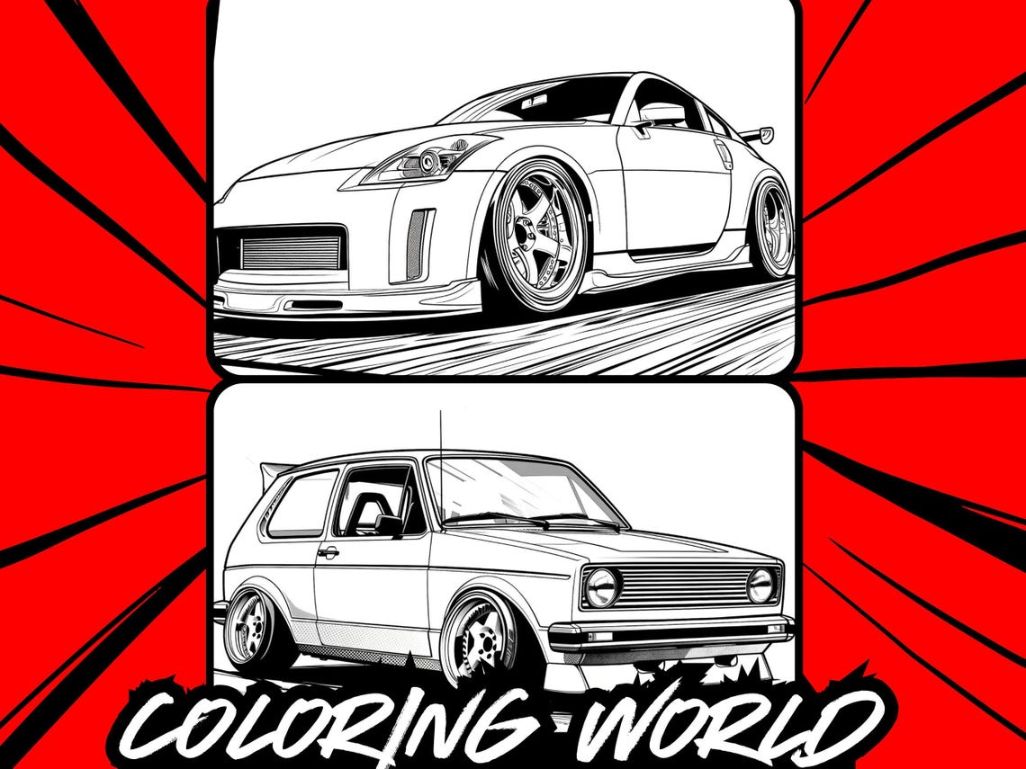 Modified Cars Coloring Book | Printable Coloring Pages | PDF | 50 Page Bundle - Etsy