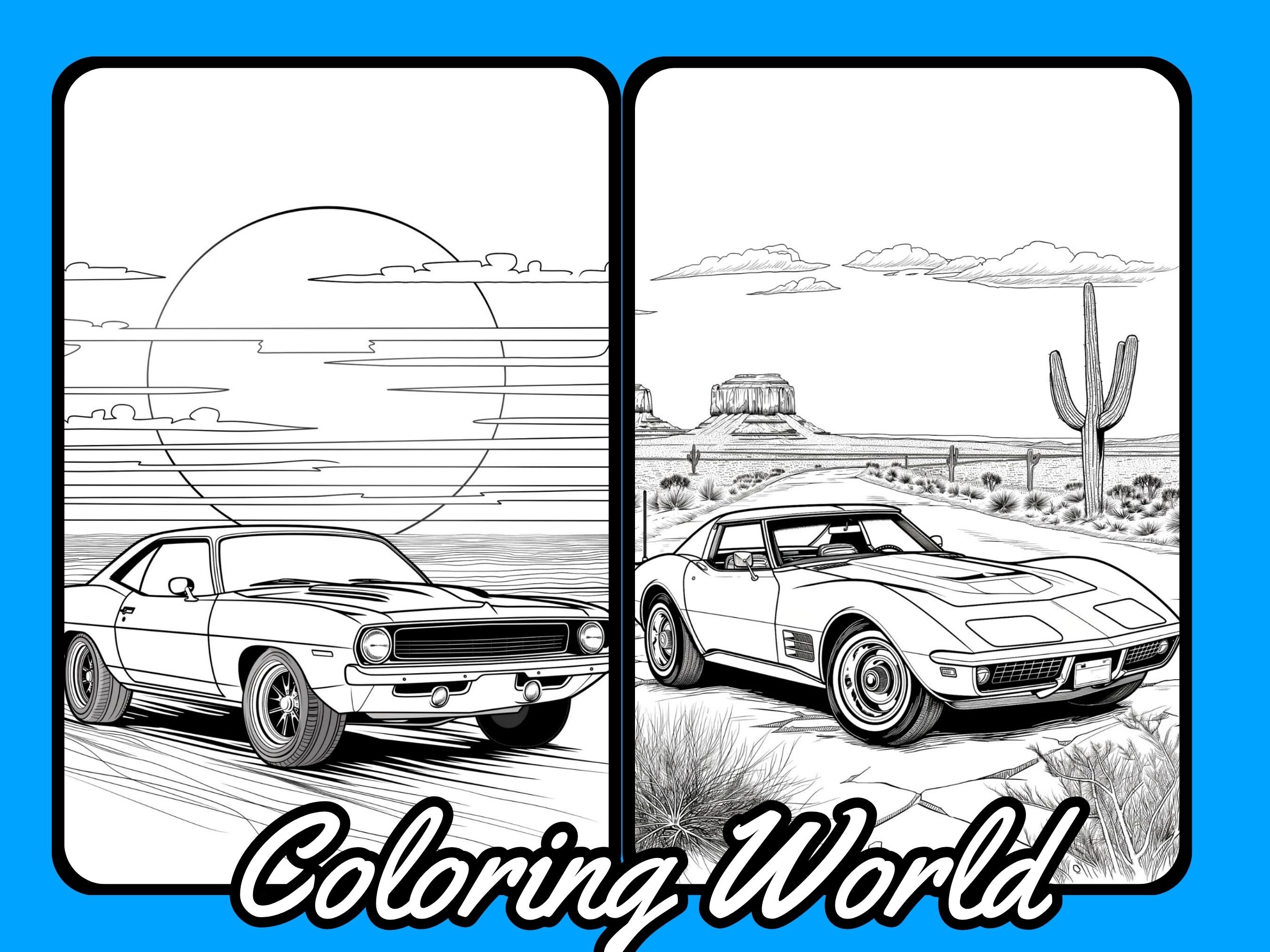 American Muscle Cars Coloring Book | Printable Coloring Pages | PDF