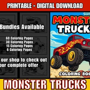 Monster Trucks Coloring Pages for Kids | Printable Coloring Book | PDF ...