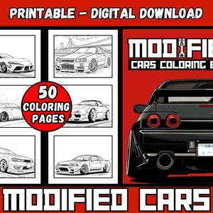 Modifiziertes Auto Ausmalbuch | Druckbare Malvorlagen | PDF | 50 Seiten Bundle