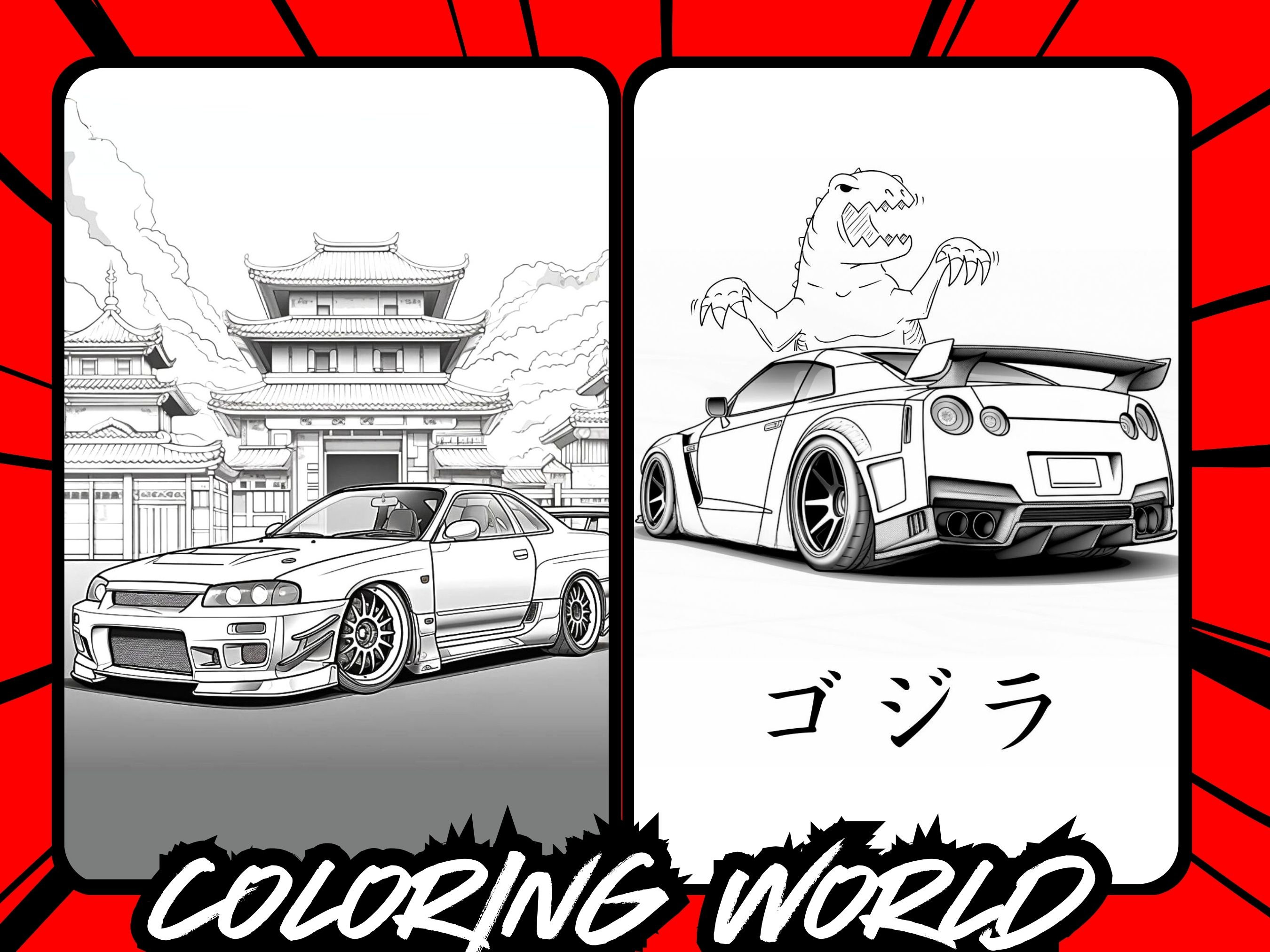 JDM Japanese Cars Coloring Book Printable Coloring Pages PDF 50
