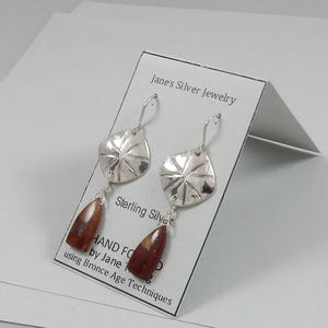 Hand Forded Sterling Silver Agate Earrings Artisan Jewelry