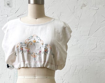 Upcycled Vintage Embroidered Flower top/vest