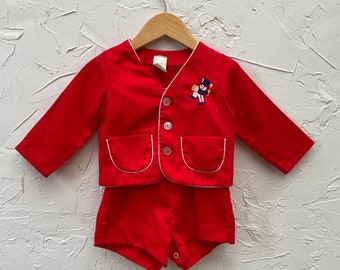 Vintage Baby Suit Red