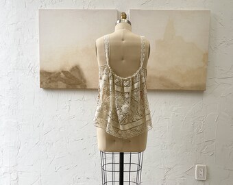 antique lace and hand dyed silk blouse