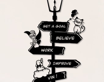 Children Motivational Sign, Metal Wall Art,  Arrows Street Lamp Themed, Metal arrow Sign,Metal Success Sign,Directional Signs,Arrows Sign