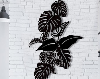 Monstera Metal Wall Art, Tropical Foliage Sculpture, NevaMetal Home Decor
